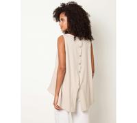 Blue Vanilla Jersey Back Linen Woven Front Sleeveless Top - One Size - Light Brown