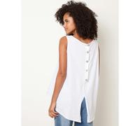 Blue Vanilla Jersey Back Linen Woven Front Sleeveless Top - One Size - White