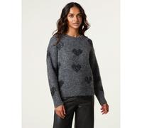 Blue Vanilla Jumper With Sparkly Hearts - S-M - Grey