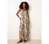 Blue Vanilla Jumpsuit With Floral & Leaf Print - M-L - Brown