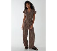Blue Vanilla Jumpsuit With Ruffle Sleeve And Wrap Front In Brown Brown