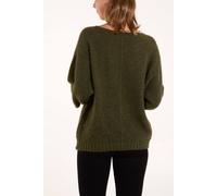 Blue Vanilla Khaki Fluffy Textured V Neck Jumper Khaki