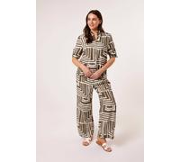 Blue Vanilla Khaki Geometric Print Two Piece Set Khaki M/L