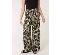 Blue Vanilla Khaki Palm Print Elastic Trousers Khaki S/M