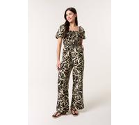 Blue Vanilla Khaki Palm Print Jumpsuit Khaki