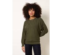 Blue Vanilla Women's Khaki Patterned Jumper | Size: Medium/Large Blue Vanilla Khaki M/L