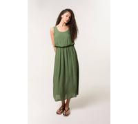 Blue Vanilla Khaki Plain Puff Ball Midi Dress Khaki