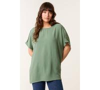 Blue Vanilla Women's Khaki Round Neck Top | Size: Small Blue Vanilla Khaki S