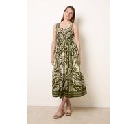 Blue Vanilla Sleeveless Shirred Dress - S-M - Khaki