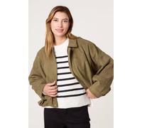 Blue Vanilla Women's Khaki Suedette Puffball Jacket | Size: Medium/Large Blue Vanilla Khaki M/L