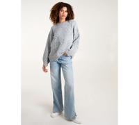 Blue Vanilla Knit Flower Embroidery Cropped Jumper - S-M - Grey