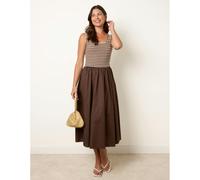 Blue Vanilla Knitted 2 In 1 Stripe Dress - One Size - Brown