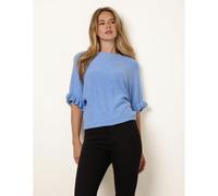 Blue Vanilla Knitted Frill Sleeve Batwing Jumper - One Size - Light Blue