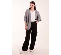 Blue Vanilla Knitted Mid Length Cardigan In Grey Grey One Size