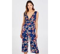 Blue Vanilla Knot Front V-Neck Culotte Jumpsuit In Navy Navy 8
