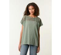 Blue Vanilla Lace Pattern Cotton Top - S - Khaki