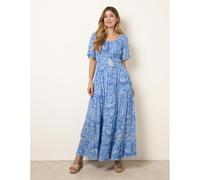 Blue Vanilla Ladder Trim Detailing Bardot Dress - M - Blue