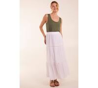 Blue Vanilla Women's Ladder Trim Midi Skirt in White | Size: Large Blue Vanilla White L