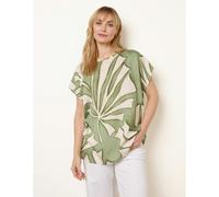 Blue Vanilla Large Floral Round Neck Top - L - Khaki