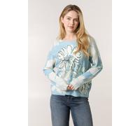 Blue Vanilla Women's Large Flower Embellished Jumper in Blue | Size: Medium/Large