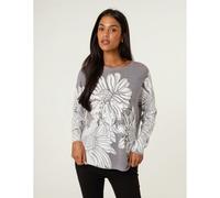 Blue Vanilla Large Sequin Flower Jumper - M-L - Grey