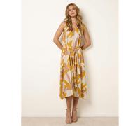 Blue Vanilla Leaf Print Dress - M-L - Light Yellow