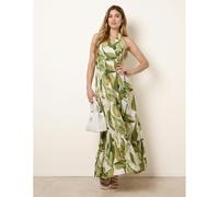 Blue Vanilla Women's Green Leaf Print Halter Neck Dress | Size: Medium/Large Blue Vanilla Green M/L