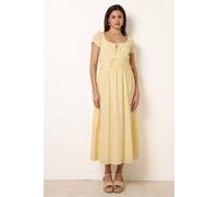 Blue Vanilla Women's Lemon Broderie Front Tie Midi Dress | Size: Large Blue Vanilla Lemon L