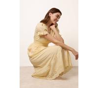 Blue Vanilla Embroidery Detail V-Neck Dress - M - Light Yellow