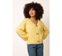 Blue Vanilla Women's Lemon Gold Tone Flower Embossed Button Cardigan | Size: Medium/Large Blue Vanilla Lemon M/L