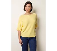 Blue Vanilla Knitted Frill Sleeve Batwing Jumper - Light Yellow - One Size - Light Yellow