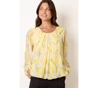 Blue Vanilla Lemon Long Sleeve Round Neck Blouse Lemon