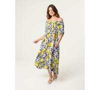 Blue Vanilla Women's Navy Lemon Print Milkmaid Dress | Size: S/M Blue Vanilla Navy S/M