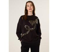 Blue Vanilla Leopard And Sequin Bow Sweatshirt - L-XL - Black