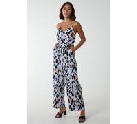 Blue Vanilla Leopard Belted Jumpsuit In Stone Stone 14