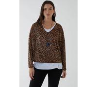 Blue Vanilla Leopard Glitter Necklace 3 In 1 Top In Brown Brown S/M