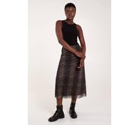 Blue Vanilla Leopard Mesh Midi Skirt In Brown Brown S