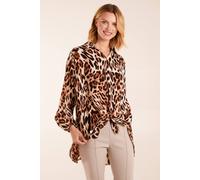 Blue Vanilla Leopard Print Blouse In Stone Stone M/L