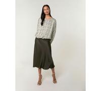 Blue Vanilla Women's Khaki Leopard Print Elasticated Hem Blouse | Size: Medium Blue Vanilla Khaki M