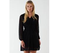 Blue Vanilla Leopard Print Flocked Knot Front Dress In Black Black