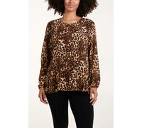 Blue Vanilla Leopard Print Pleated Top - S-M - Brown