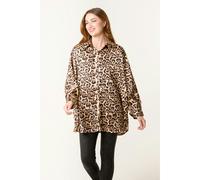 Blue Vanilla Brown Leopard Print Shirt Brown One Size