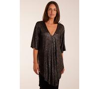 Blue Vanilla Women's Leopard V Neck Tie Front Top in Gold | Size: S/M Blue Vanilla Gold S/M