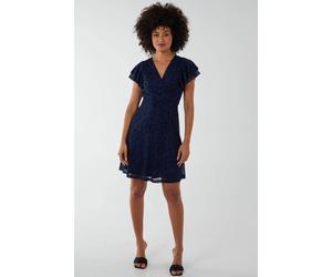 Blue Vanilla Leopard Velvet On Mesh Dress In Navy Navy
