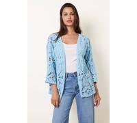 Blue Vanilla Crochet Tie Front Cardigan - M-L - Light Blue