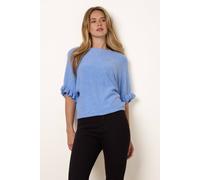 Blue Vanilla Knitted Frill Sleeve Batwing Jumper - One Size - Light Blue