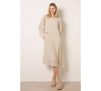 Blue Vanilla Light Brown Chiffon Pleated Dress Light Brown