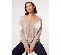 Blue Vanilla Light Brown Crochet Embellished Floral Cardigan Light Brown M/L