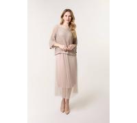 Blue Vanilla Light Brown Crochet Top Pleat Dress Light Brown