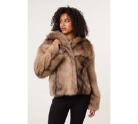 Blue Vanilla Faux Fur Coat - M-L - Light Brown